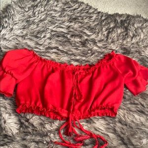 Red tyed crop top